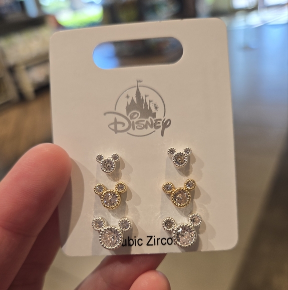 Disney Mickey Mouse Cubic Zirconia Earrings Set - Gold and Silver - Picture 2 of 4
